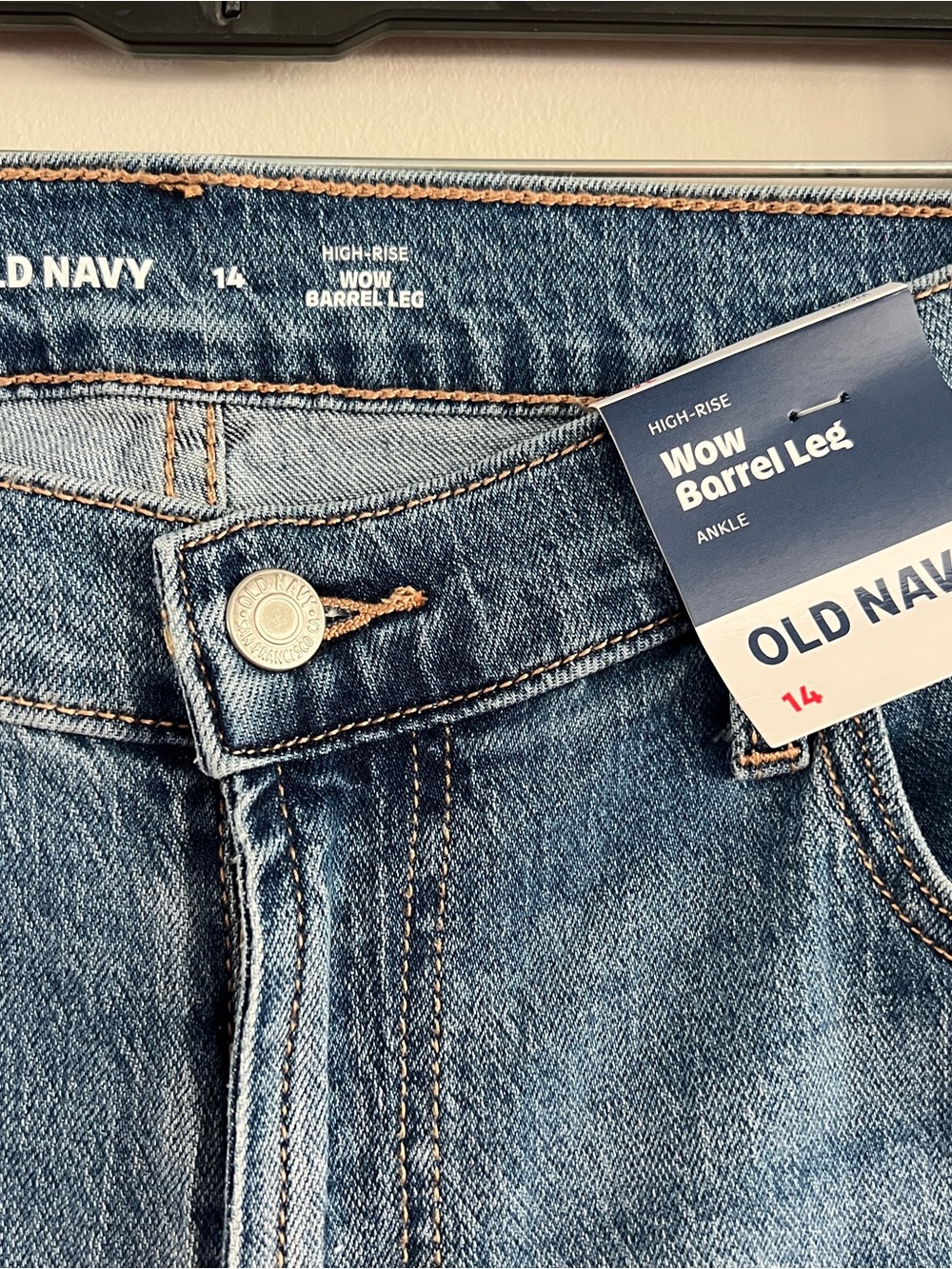 Old Navy Blue High-Rise Wow Barrel Leg Ankle Jeans